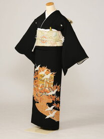 【レンタル】 留袖レンタルフルセット Mサイズ 黒留袖 レンタル 結婚式 母親 和服 列席 親族 留袖 143cm〜148cm 〜11号 送料無料 新品足袋プレゼント 小物一式つき 五つ紋 五三桐 結婚式 正装 和服 34A113