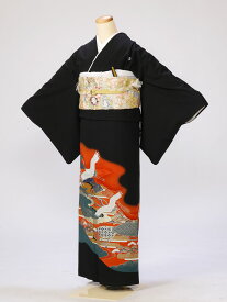 【レンタル】 留袖レンタルフルセット Lサイズ 大きいサイズ 146cm〜156cm 13号〜15号 黒留袖 レンタル 結婚式 母親 和服 列席 親族 留袖 送料無料 新品足袋プレゼント 小物一式つき 結婚式 正装 和服 78A007