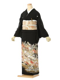 【レンタル】留袖 レンタル フルセット Mサイズ 150cm〜157cm 13号まで 黒留袖 レンタル 50代 60代 末広付 結婚式 母親 和服 列席 親族 着物 送料無料 新品足袋プレゼント 小物一式付 草履バッグセット付 五つ紋 五三桐 結婚式 正装 和服 お値打ち 仲人 4A1178