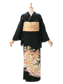 【レンタル】 留袖レンタルフルセット 高級留袖レンタル 正絹 153cm〜163cm Mサイズ 黒留袖 結婚式 母親 和服 列席 親族 留袖 伯母 留袖 送料無料 新品足袋プレゼント 小物一式つき 結婚式 正装 和服 HAAC020