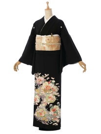 【レンタル】 留袖レンタルフルセット 正絹 Mサイズ 黒留袖 レンタル 結婚式 母親 和服 列席 親族 留袖 伯母 留袖 送料無料 新品足袋プレゼント 小物一式つき 結婚式 正装 和服 MT-005