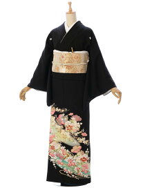 【レンタル】 留袖レンタルフルセット 正絹 Mサイズ 黒留袖 レンタル 結婚式 母親 和服 列席 親族 留袖 150cm〜160cm 13号 送料無料 新品足袋プレゼント 小物一式つき 結婚式 正装 和服 MT-006