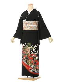 【レンタル】留袖 レンタル フルセット Mサイズ 150cm〜159cm 13号まで 黒留袖 レンタル 30代 40代 末広付 結婚式 母親 和服 列席 親族 着物 送料無料 新品足袋プレゼント 小物一式付 草履バッグセット付 五つ紋 五三桐 結婚式 正装 和服 お値打ち 仲人 4K441