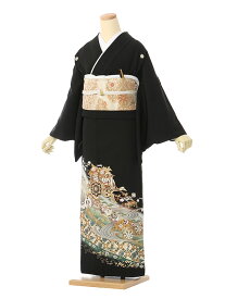 【レンタル】留袖 レンタル フルセット Mサイズ 150cm〜159cm 13号まで 黒留袖 レンタル 50代 60代 末広付 結婚式 母親 和服 列席 親族 着物 送料無料 新品足袋プレゼント 小物一式付 草履バッグセット付 五つ紋 五三桐 結婚式 正装 和服 お値打ち 仲人 74A285
