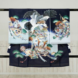 【レンタル】 盛夏用【絽】 正絹 飛翔鷹 兜 几帳 産着レンタル 祝着レンタル お宮参り 産着 赤ちゃん 着物 男の子用 夏用産着 絽| 祝着 ベビー服 ベビー 祝い着 着物レンタル 男の子 セット 初節句 ベビー着物レンタル 子供 こども 子ども よだれかけ 帽子 e-1n115