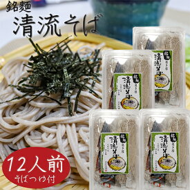 【清流そば】12人前 (120g×12食入り) 年越しそば 半生そば 5割 3人前×4個 そばつゆ付き もりそば お歳暮 蕎麦 ギフト プレゼント 年越し蕎麦 季折