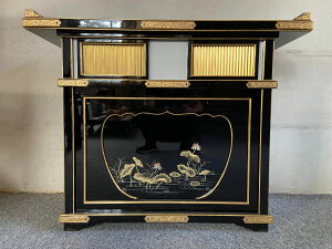 寺院仏具 立焼香机 蒔絵入り角型