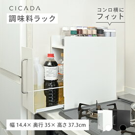 調味料ラック 調味料 収納 スリム 隠せる 隠す マグネット スリム コンロ横 コンロサイド 調味料 油 醤油 ボトル 引き出し キッチン収納 隙間収納 調味料入れ 調味料置き ストッカー スパイスラック 省スペース おしゃれ 新生活 [ホワイト/ブラック] [CICADA]