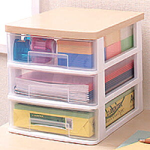 中身が見える ウッドトップテーブル チェスト《幅26.2cm×3段》 ET-W430 ホワイト整理 整頓 収納 書類 ファイル デスク 資料 文書 書類ケース オフィス 収納家具 管理 収納ボックス 収納ケース