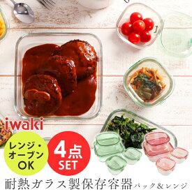 保存容器 耐熱ガラス ガラス 密閉 耐熱皿 耐熱容器 イワキ iwaki セット 角型4点セット PSC-PRN4G1 キッチン ギフトセット 保存容器ギフトセット キッチン耐熱ガラス AGCテクノガラス(株) ハロウィン お菓子作り