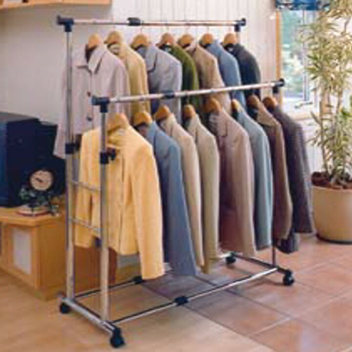楽天市場 メタルパイプハンガー Pi 2800mダブル 横伸縮タイプ ハンガーラック キャスター付 伸縮 ポールハンガー メタルラック 収納 洋服掛け クローゼット 押入れ 物干し 省スペース パイプハンガー コートハンガー アイリスオーヤマ キッチン 雑貨の店 ラクチーナ