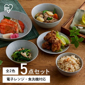 【5％OFFクーポン★11日9:59迄】食器 5点 セット かわいい おしゃれ MNW-5S 美濃焼 磁器 皿 小鉢 茶碗 丼ぶり プレート ボウル 洋食 和食 電子レンジ対応 食洗機対応 アイリスオーヤマ セット お皿 お茶碗 電子レンジ 食洗機