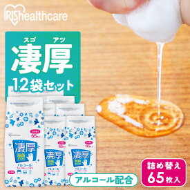 【12個セット】除菌 ウェットティッシュ アルコール 詰め替え 消毒 日本製 厚手 65枚 アイリスオーヤマ 除菌シート アルコール 詰め替え 65枚入り 国産 アルコールタイプ 詰替 詰替え 厚み 厚め コンパクト 除菌 無香料 油汚れ 一拭き 消毒 WTT-65Airis04【knku15】