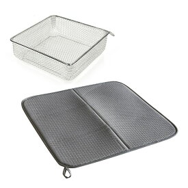 家庭用品 キッチン用品 水切りラック すっきり暮らすセット (スクエア＋マット) KN-270029S 水切りマット 吸水タオル タオル マット キッチンマット 水切りラック 水切り 台所 鍋 フライパン 株式会社ビーワーススタイル 【B】