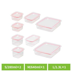 浅型密閉保存容器 4点セット LD-695 LD-696保存容器 4点セット 電子レンジ 食洗機 耐熱 耐冷 プラスチック 角型 積み重ね 深型 浅型 リバティーコーポレーション 浅型4点 深型3点・浅型1点