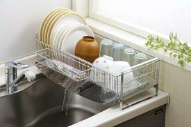 水切りラック ロング 38532送料無料 水切りラック 水切りかご ステンレス ステンレス製水切りラック ワイドサイズ コンパクト 水切り 箸置き付 トレー付き ラック シンク 食器 調理器具 下村企販