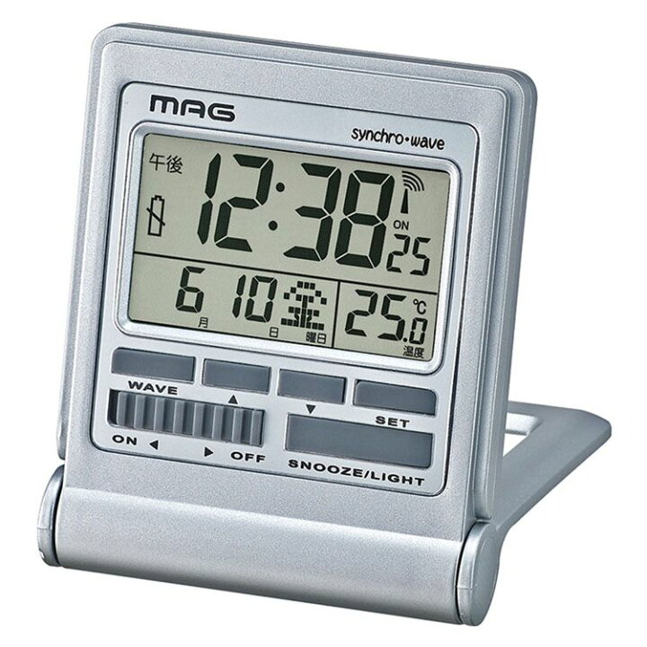 楽天市場 目覚まし時計 電波 デジタル 小型 Mag ミネルバ シルバー T 714 Sm Z目覚し時計 置き時計 電波時計 コンパクト 寝坊防止 多機能 旅行 ギフト プレゼント 銀 D B キッチン 雑貨の店 ラクチーナ