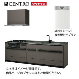 【LINEクーポン配布中】システムキッチン セントロ(CENTRO) クリナップ 間口2550mm 間口255cm I型 奥行65cm ミーレ食洗機付 扉カラー：ミッドナイトグレー メーカー直送