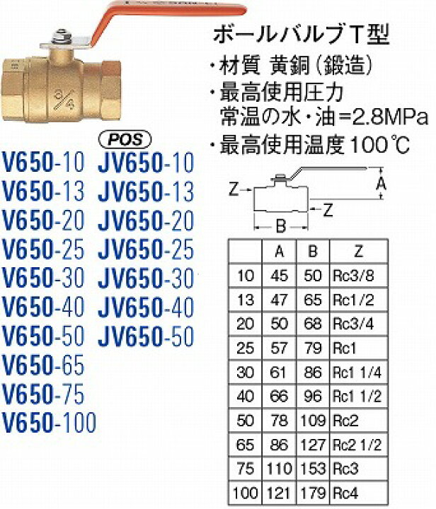 SANEI[JV650-50]三栄水栓　ボールバルブＴ型