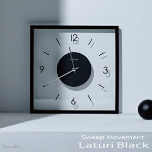 【ポイント増量&電池付き】掛け時計 インターフォルム おしゃれ 木製 静音 連続秒針 音がしない 北欧 かわいい ナチュラル モダン 四角 スクエア 薄型 ガラス ウッドフレーム ブラック 黒