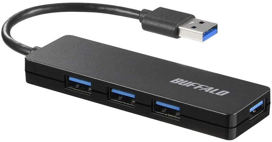 BUFFALO USB ハブ PS4対応 USB3.0 バスパワー 4ポート ブラック スリム設計 BSH4U125U3BK　配送種別：EM