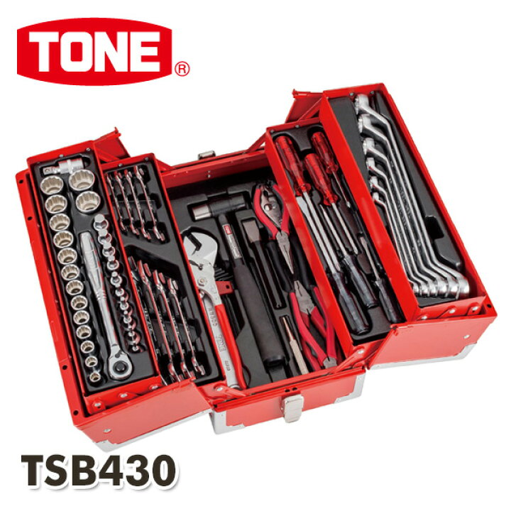 楽天市場】ツールセット 差込角12.7mm 内容66点 TSB430 レッド 工具箱  