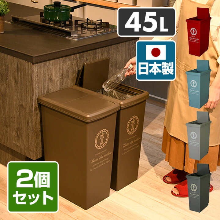 楽天市場】2個セット ゴミ箱 45リットル ふた付き おしゃれ スリム 