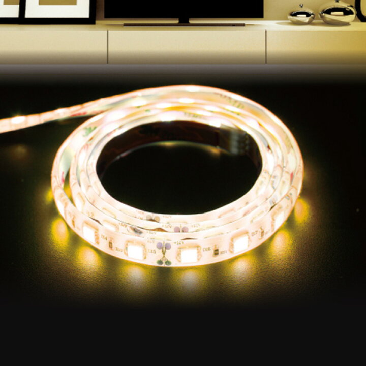 楽天市場 インテリアテープライト スターターキット Ledテープライト 1m 調光8段階 Warm White 電球色 Ledテープライト 間接照明 照明テープ ライトテープ Led イルミネーション アクティ Acty 送料無料 くらしのｅショップ