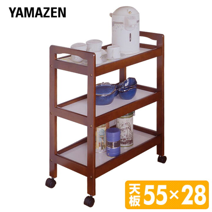 楽天市場】木製 キッチンワゴン キャスター付き 3段 YMW-3(BR  