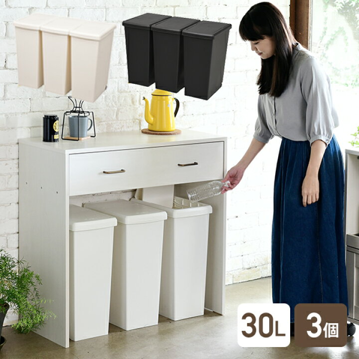 楽天市場】3個組 ゴミ箱 30L ふた付き ホワイト/ブラック すっきり 