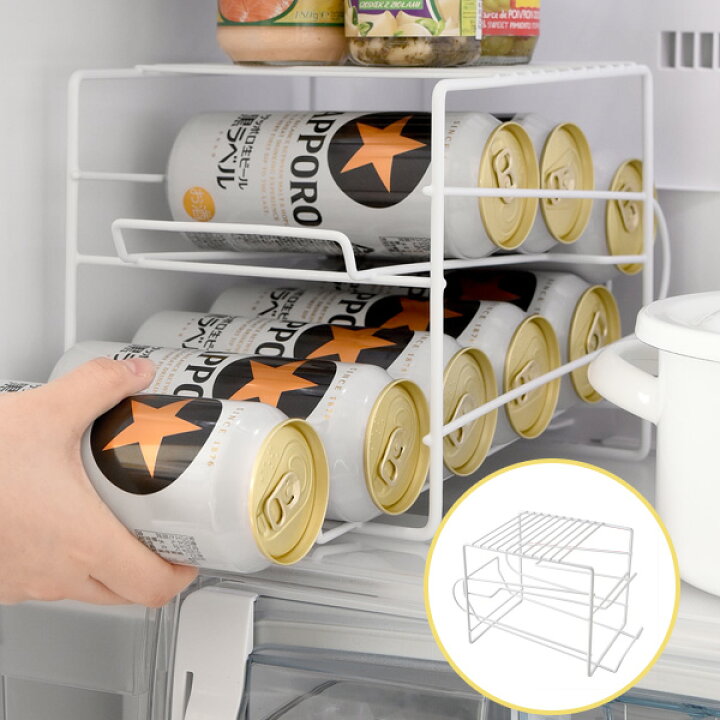 楽天市場 上にも置ける 缶ストッカー500ml缶8本収納 A 缶ビール 缶ジュース 保存 保管 収納 ストッカー 冷蔵庫内 整理 収納ラック 庫内収納 冷蔵庫整理 500ml アーネスト 送料無料 くらしのｅショップ