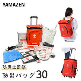 リュック＆キャリー型 防災バッグ30 防災グッズ 30点セット YKB-30R オレンジ 防災セット 避難セット 避難リュック 避難袋 防災グッズ 地震 災害 非常用持ち出し袋 キャリーバッグ リュックサック 山善 YAMAZEN 【送料無料】