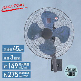 工場扇 45cm　壁掛け式 工業扇風機 工業用扇風機 大型扇風機 業務用扇風機 TZW-45P アッシュブルー 壁掛け扇風機 壁掛扇風機 工場用扇風機 工場扇 工業扇 大型 業務用 サーキュレーター 壁掛け式 換気 省エネ ナカトミ NAKATOMI 【送料無料】
