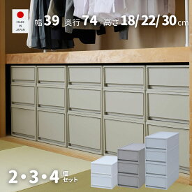 中が透けない 収納ケース 引き出し 奥行74 2個組/3個組/4個組 収納ボックス 幅39 高さ18/22/30 cm 衣装ケース 押入れ収納 押入れ クローゼット収納 クローゼット WIC ポリプロピレン プラスチック 日本製 【送料無料】