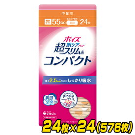 ポイズ 肌ケアパッド 超スリム＆コンパクト 中量用 (吸水量目安55cc)24枚×24パック(576枚) 尿とりパッド 尿取りパッド パッド 尿漏れ 尿もれ 吸水ケア 失禁用品 女性用 スリム コンパクト 薄型 ケース販売 日本製紙クレシア 【送料無料】