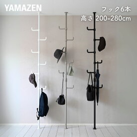 天井突っ張り式 ポールハンガー ラック 高さ200-280cm 伸縮 つっぱりラック クローゼット 突っ張り コートハンガー 伸縮 収納 ラック つっぱり棚 玄関収納 すきま すき間 つっぱり 頑丈 山善 YAMAZEN 【送料無料】
