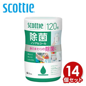 スコッティ ウェットティッシュ 除菌 ノンアルコール 本体120枚×14個 【ケース販売】 scottie ウェットティシュー お手拭き おてふき おもちゃ 積み木 大容量 ボトル スリム コンパクト まとめ買い 日本製 日本製紙クレシア 【送料無料】