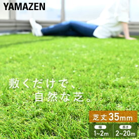 人工芝 芝丈35mm 1m×10m 2m×10m ロール 芝生 DIY ピン ペット 人工芝生 高密度 ドッグラン 屋上 庭 ベランダ バルコニー ガーデン 山善 YAMAZEN 【送料無料】