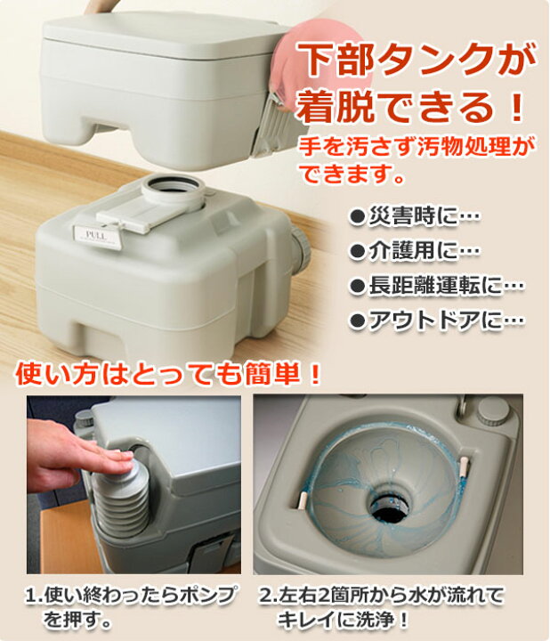 楽天市場】本格派ポータブル水洗トイレ(20L) SE-70115 簡易トイレ 介護 