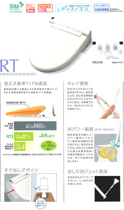 楽天市場】シャワートイレRTシリーズ 脱臭タイプ CW-RT2-BN8 オフ  