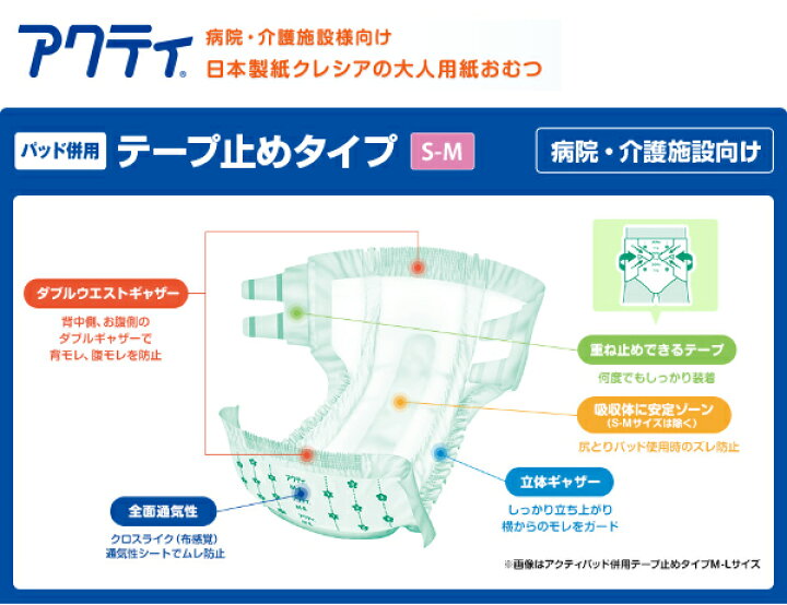 楽天市場】【業務用】アクティ パッド併用テープ止めタイプ S-Mサイズ 