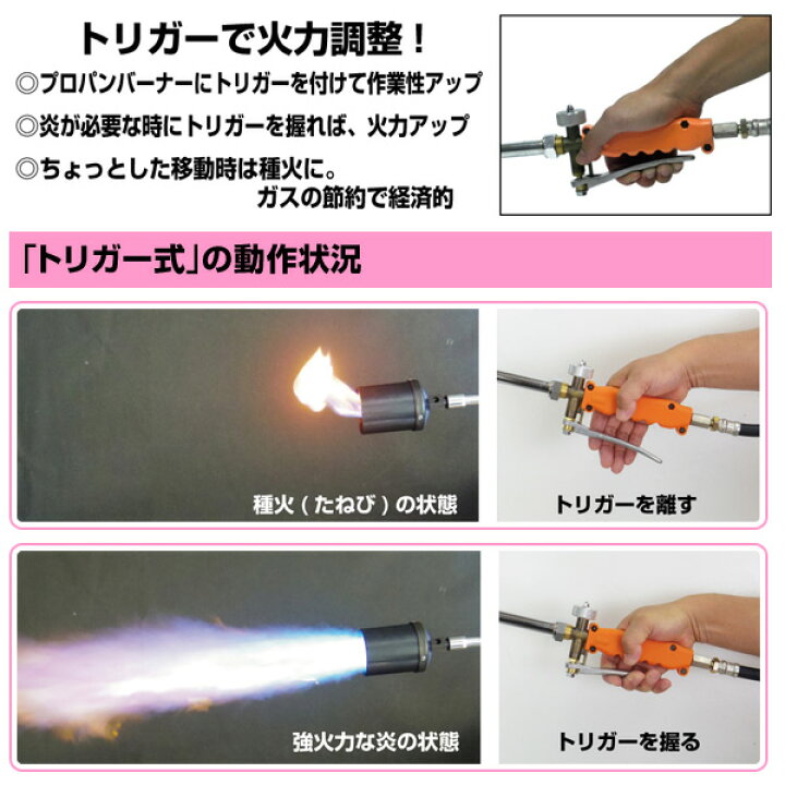 楽天市場】トリガー式 プロパンバーナー (ホース3m) L-8T(3m) 道路補修 
