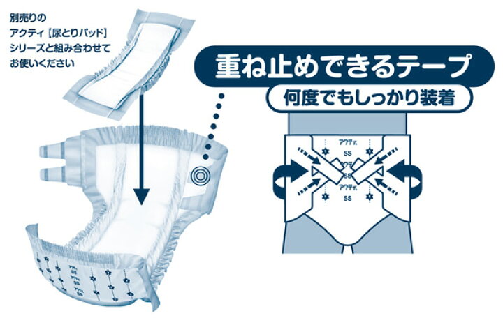 楽天市場】【業務用】 アクティ パッド併用テープ止めタイプ SSサイズ 