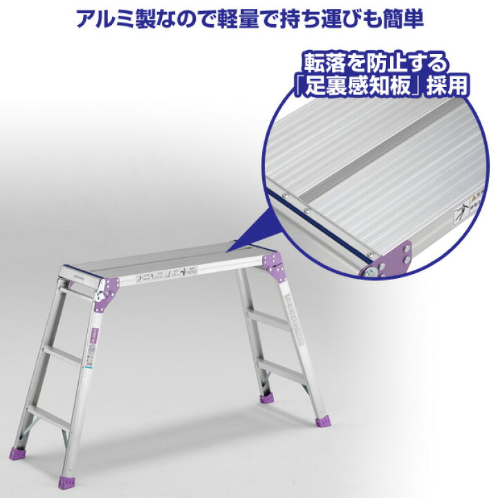 楽天市場】アルミ足場台3段 PXGV910FK シルバー 足場 足場台 足場板 