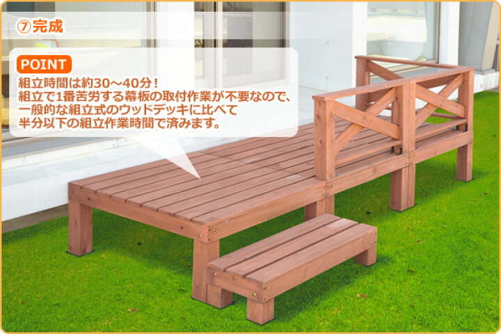 楽天市場】極太 ウッドデッキ キット 天然木 6点セット 0.75坪 YWD-270 
