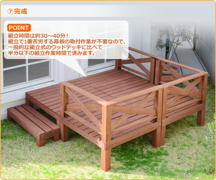 楽天市場】極太 ウッドデッキ キット 天然木 8点セット 1.0坪 YWD-360 
