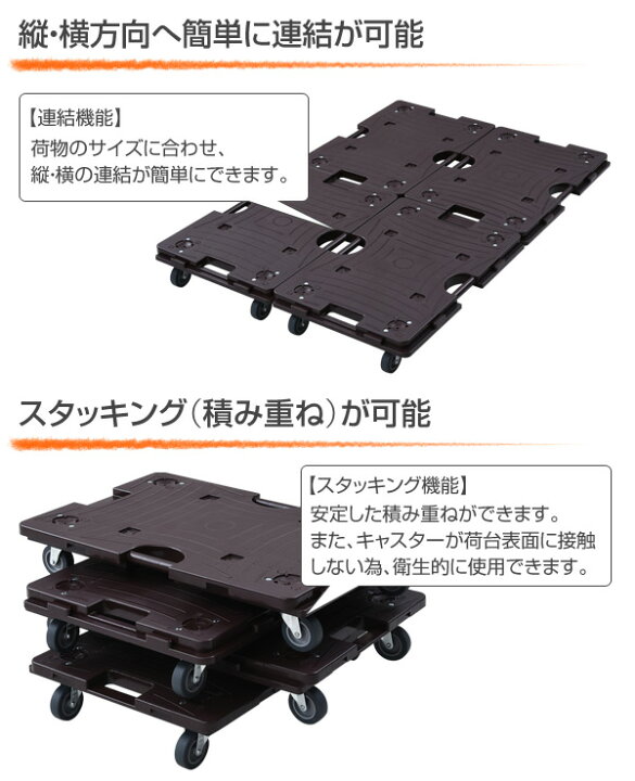楽天市場】スマート連結平台車(大) エラストマーキャスター 耐荷重 