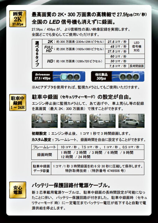 楽天市場 ドライブレコーダー ドラレコ Gp 1 スタンダードセット Gp 1std ドライブレコーダー ドラレコ 車載カメラ 車用カメラ Gセンサー 常時録画 録画 Led信号機対応 音声録画 高画質 ドライブマン Driveman 送料無料 くらしのｅショップ