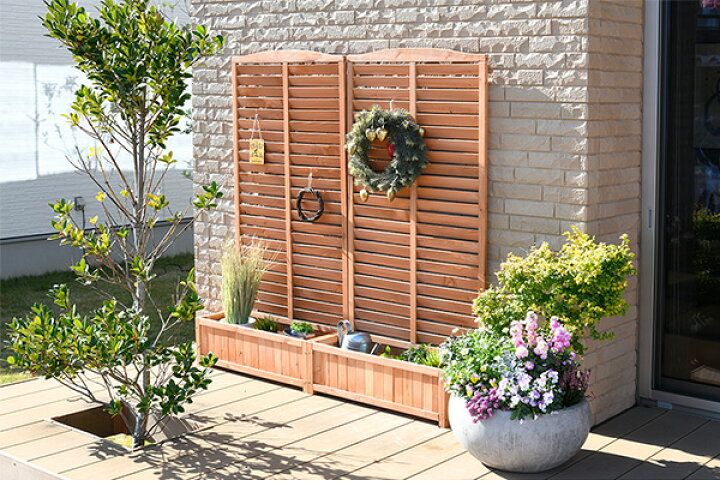 楽天市場】フェンス 目隠し 木製 プランター付き 高さ150cm 2個セット  