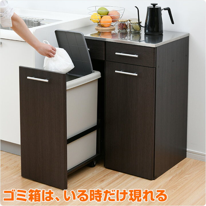楽天市場】ダストボックス おしゃれ 2分別 完成品 45リットル レンジ台 